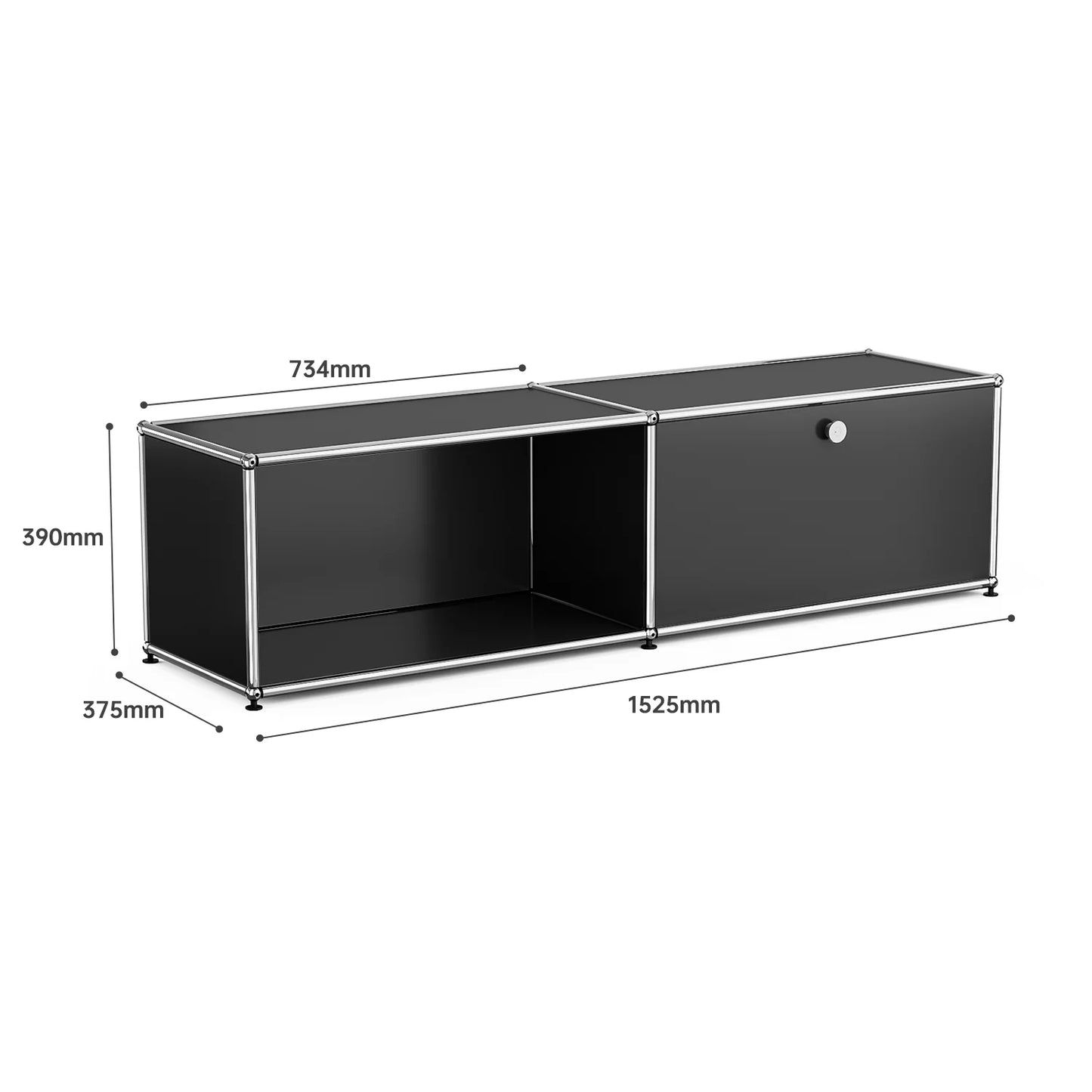 Storage Cabinet With Drawers Stainless Steel Structure with Door for Living Room Furniture Haller -No Keys
