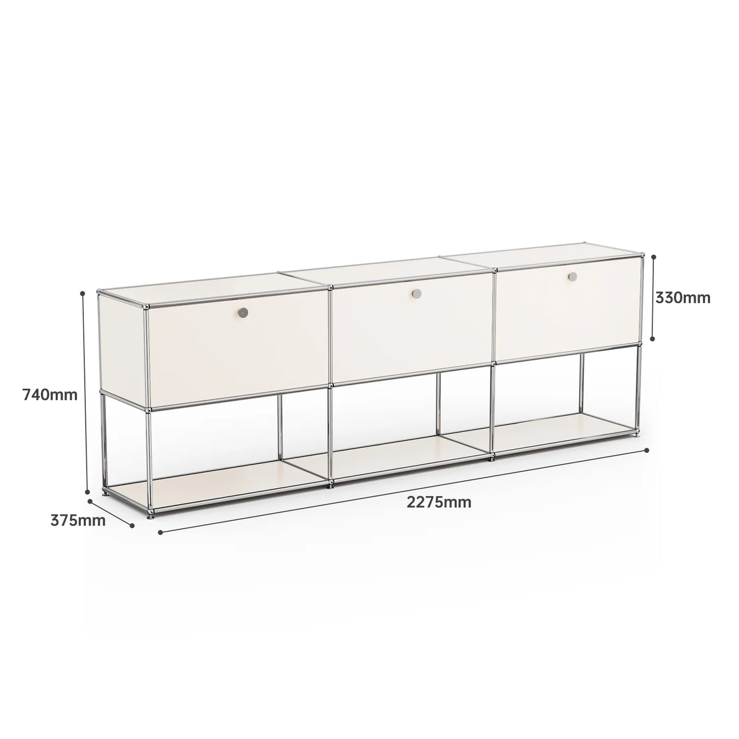 Storage Cabinet With Drawers Stainless Steel Structure with Door for Living Room Furniture Haller -No Keys