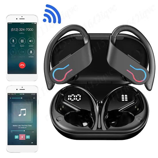 Q63 Wireless Earbuds Bluetooth 5.3 Headphones with Earhooks Built-in Mic Earphones Waterproof Headphones Ear Buds for Sports