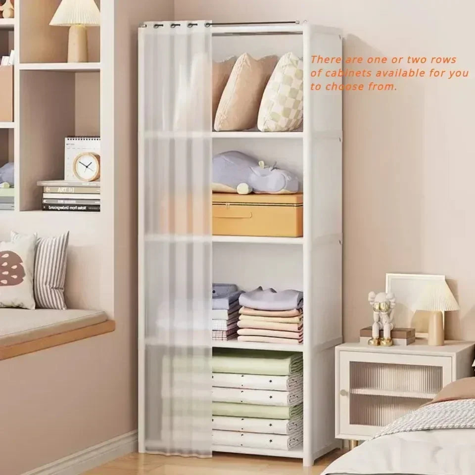 6/5 Layers Dustproof Wardrobe Bedroom Open Assembly Storage Cabinet Capacity Partition Bookshelf Closet Organizer Home Furniture