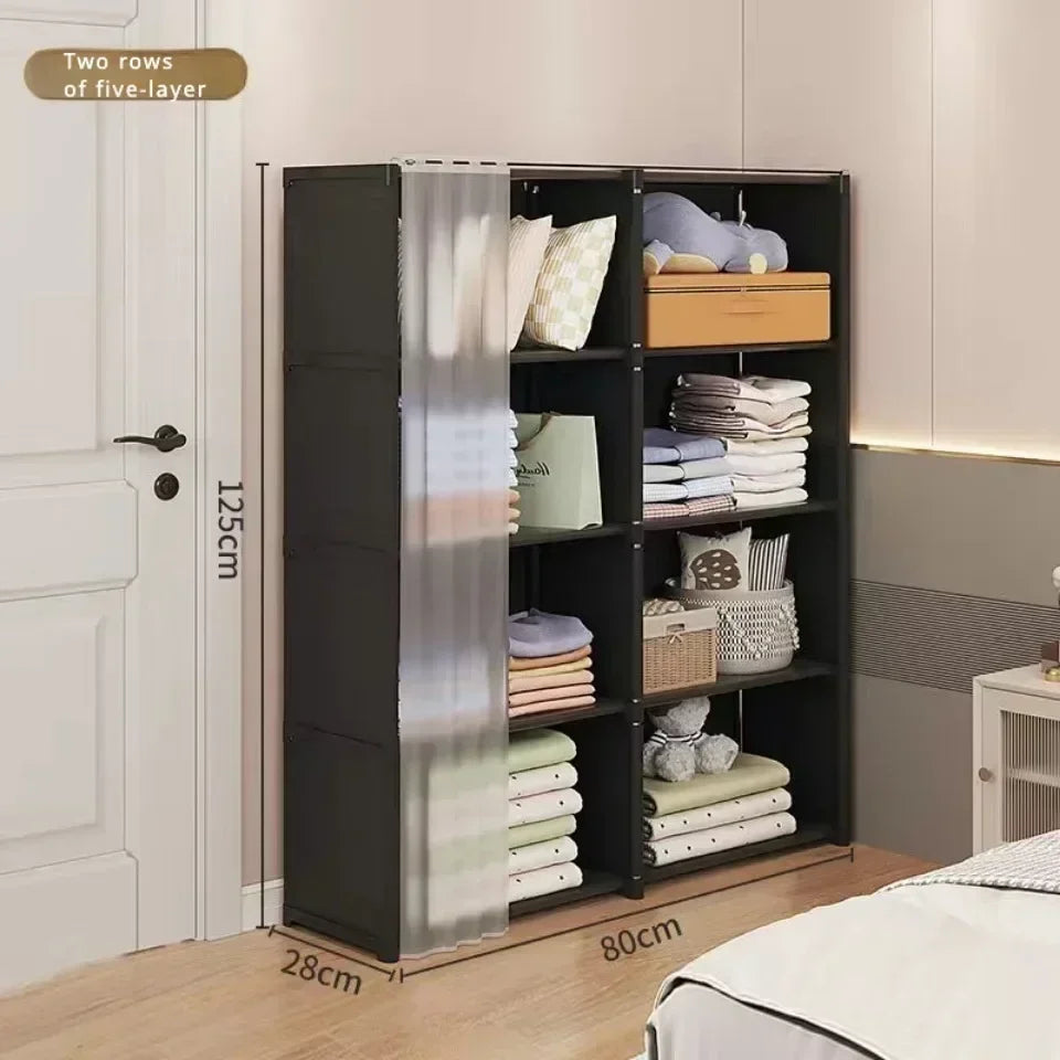 6/5 Layers Dustproof Wardrobe Bedroom Open Assembly Storage Cabinet Capacity Partition Bookshelf Closet Organizer Home Furniture