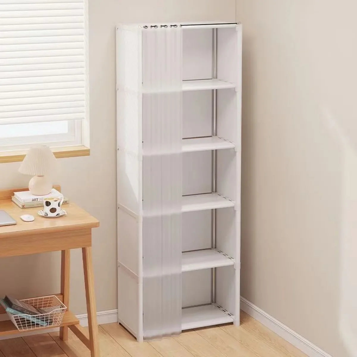 6/5 Layers Dustproof Wardrobe Bedroom Open Assembly Storage Cabinet Capacity Partition Bookshelf Closet Organizer Home Furniture