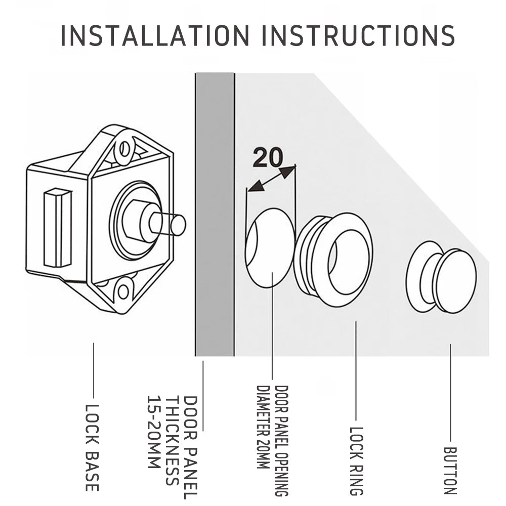 5/10/15Pcs Button Catch Lock 15-27mm Thickness Door Catch Knobs Household Metal Drawer Catch Lock for Furniture RV Boat Vessel