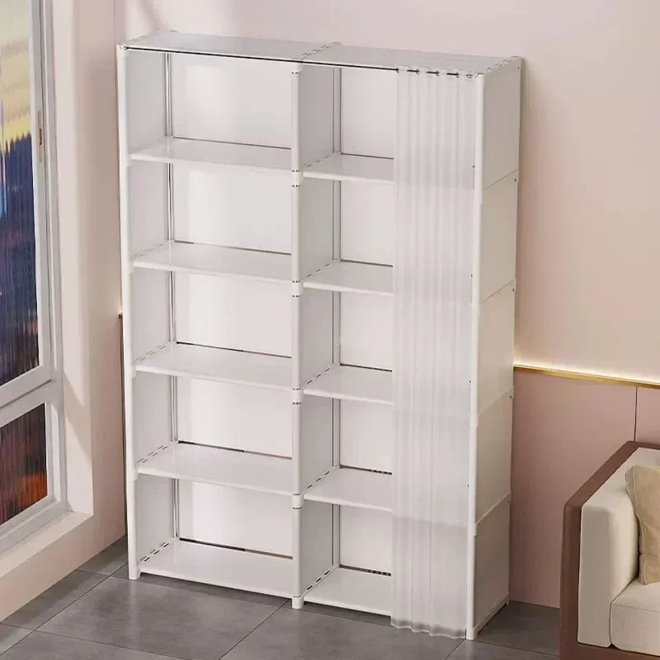 6/5 Layers Dustproof Wardrobe Bedroom Open Assembly Storage Cabinet Capacity Partition Bookshelf Closet Organizer Home Furniture