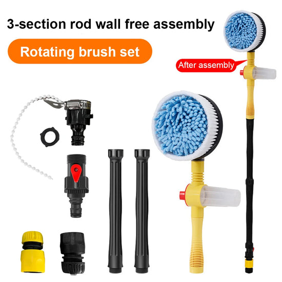 Car Rotary Wash Brush Kit Adjustable 360 Degree Quick Connect Scrubber Car Cleaning Brush Long Handle Wash Foam Cleaning Brush