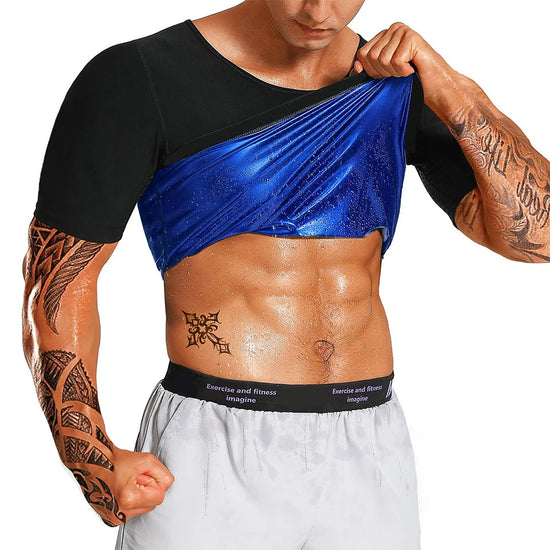 Men Sauna Sweat Vest Heat Trapping Compression Shirts Gym Thermo Suit Workout Slimming Body Shaper for Weight Loss Fat Burner