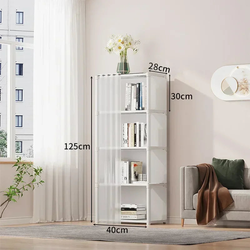6/5 Layers Dustproof Wardrobe Bedroom Open Assembly Storage Cabinet Capacity Partition Bookshelf Closet Organizer Home Furniture