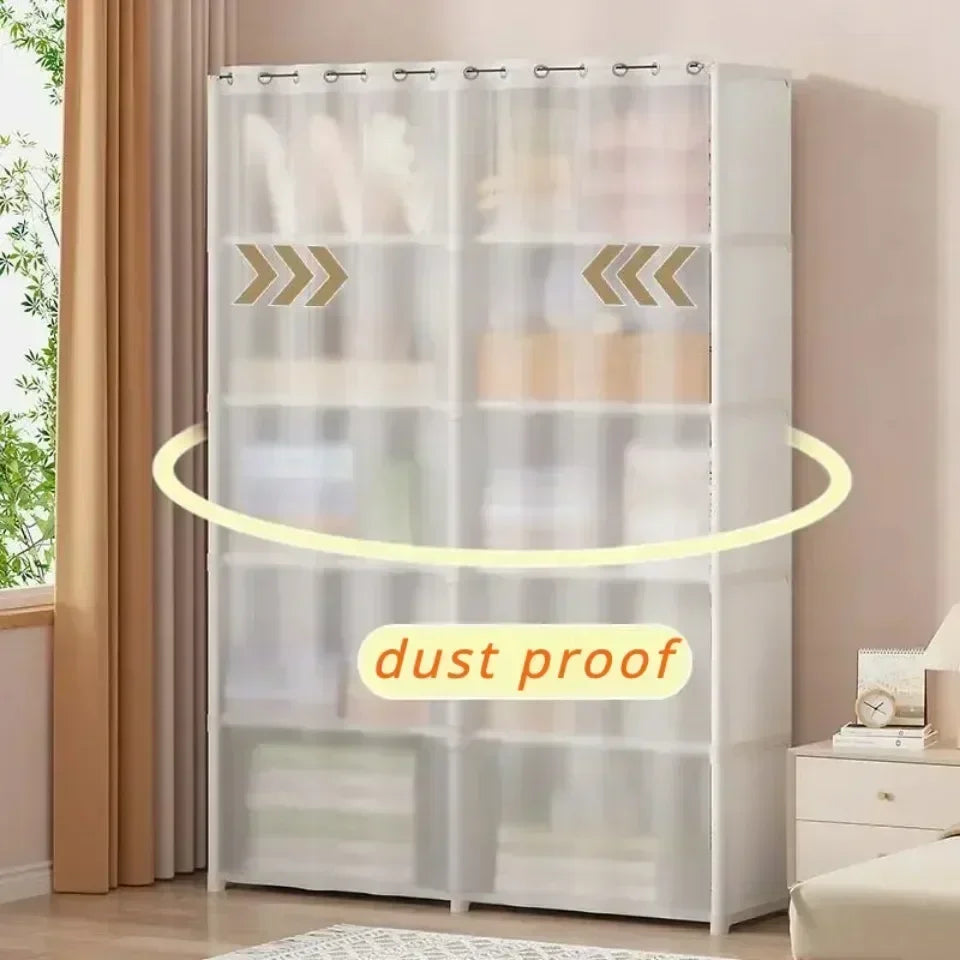 6/5 Layers Dustproof Wardrobe Bedroom Open Assembly Storage Cabinet Capacity Partition Bookshelf Closet Organizer Home Furniture