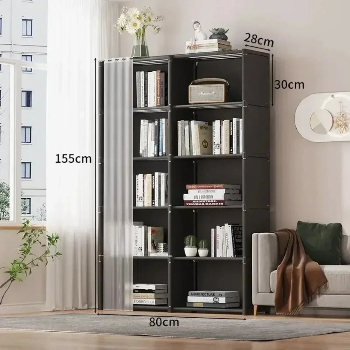 6/5 Layers Dustproof Wardrobe Bedroom Open Assembly Storage Cabinet Capacity Partition Bookshelf Closet Organizer Home Furniture