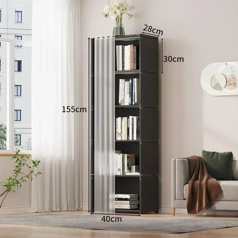 6/5 Layers Dustproof Wardrobe Bedroom Open Assembly Storage Cabinet Capacity Partition Bookshelf Closet Organizer Home Furniture