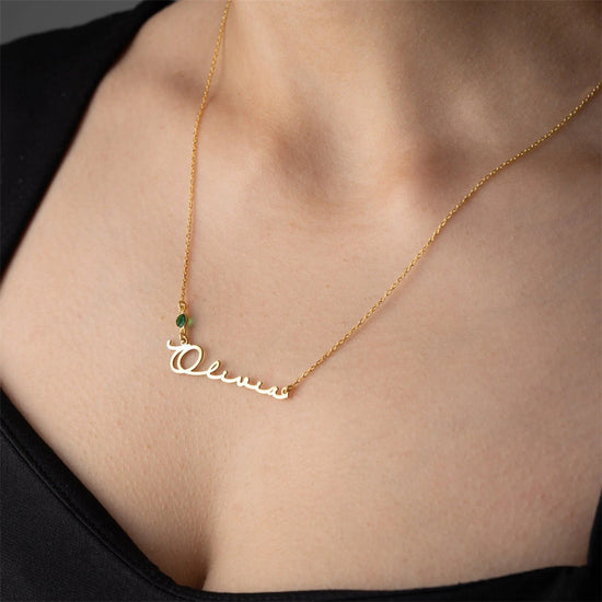 Birthstone Name Necklace Custom Jewelry Personalized Name Necklaces Women Birthday Gift Stainless Steel Gold Color Chain Choker