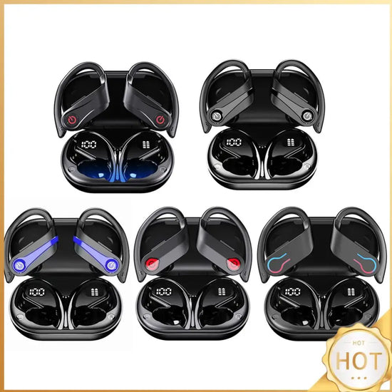 Wireless Earbuds with Earhooks Built-in Mic Headphones BT 5.3 Waterproof Headset for Sports Running Workout Gym