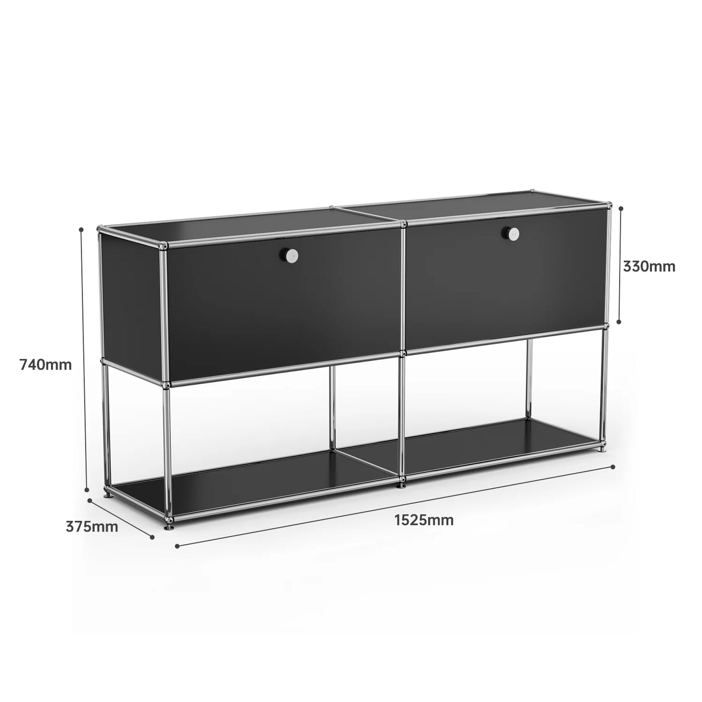 Storage Cabinet With Drawers Stainless Steel Structure with Door for Living Room Furniture Haller -No Keys