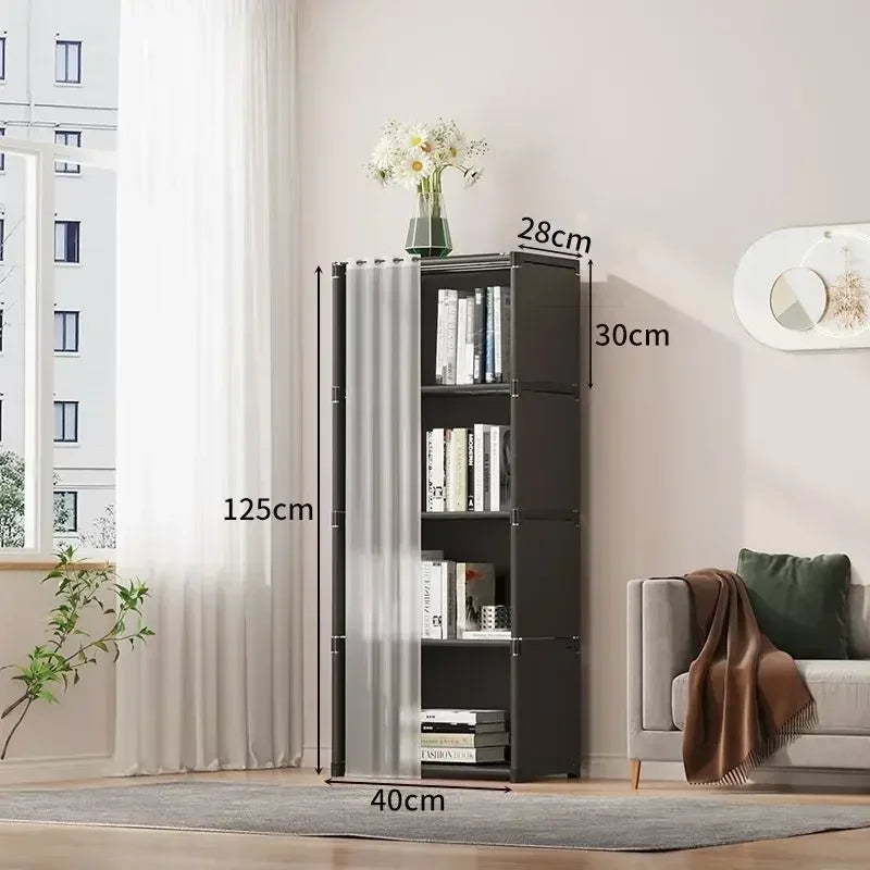 6/5 Layers Dustproof Wardrobe Bedroom Open Assembly Storage Cabinet Capacity Partition Bookshelf Closet Organizer Home Furniture