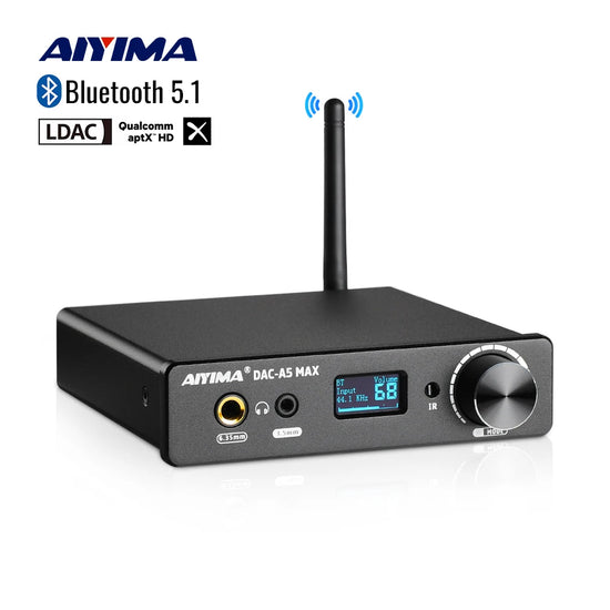 AIYIMA Audio A5 Max Mini DAC Headphone Amp ES9018K2M Decoder Bluetooth 5.1 APTX-LDAC Support DSD256 PCM384 With Remote Control