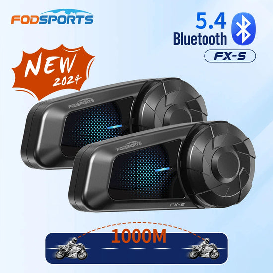 2pcs Fodsports FX-S Motorcycle Intercom Bluetooth Helmet Headset Wireless Moto Interphone,1000M,BT5.4.