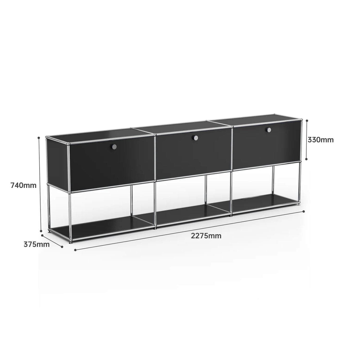 Storage Cabinet With Drawers Stainless Steel Structure with Door for Living Room Furniture Haller -No Keys