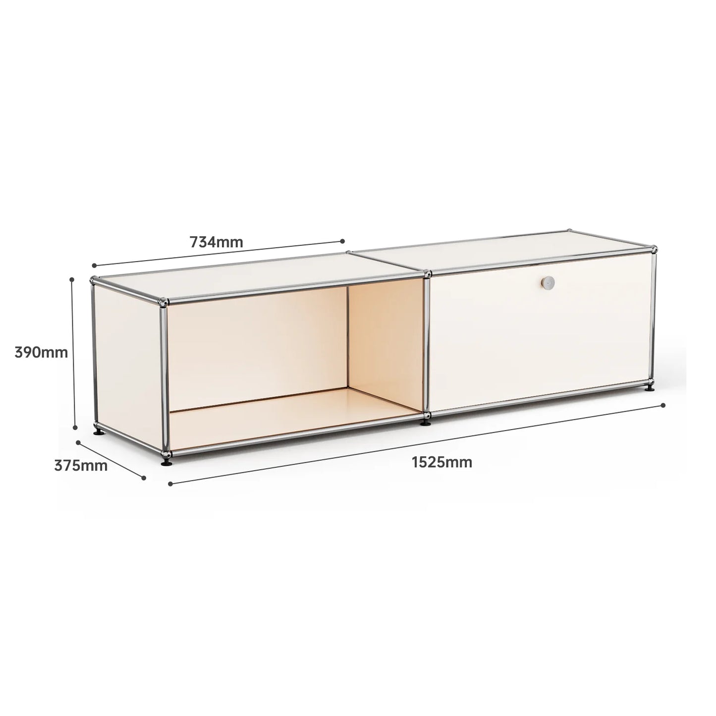 Storage Cabinet With Drawers Stainless Steel Structure with Door for Living Room Furniture Haller -No Keys