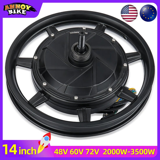 14 inch Electric Bicycle Hub Motor Wheel 48V 60V 72V 1500W-3500W 120KM/H Ebike Brushless High Speed 1200RPM Scooter