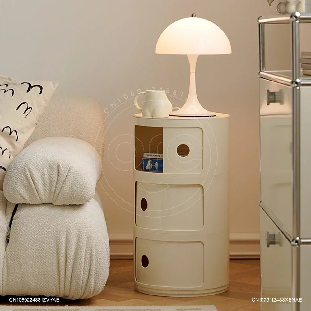 Nordic Net Red Bedside Cabinet Modern Simple White Round Creative Mini Simple Small Side Table Portable Nightstands Furniture