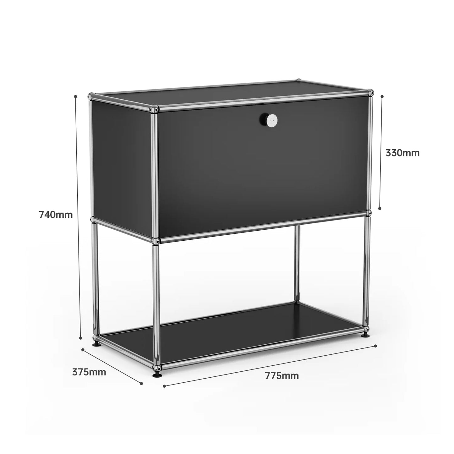 Storage Cabinet With Drawers Stainless Steel Structure with Door for Living Room Furniture Haller -No Keys