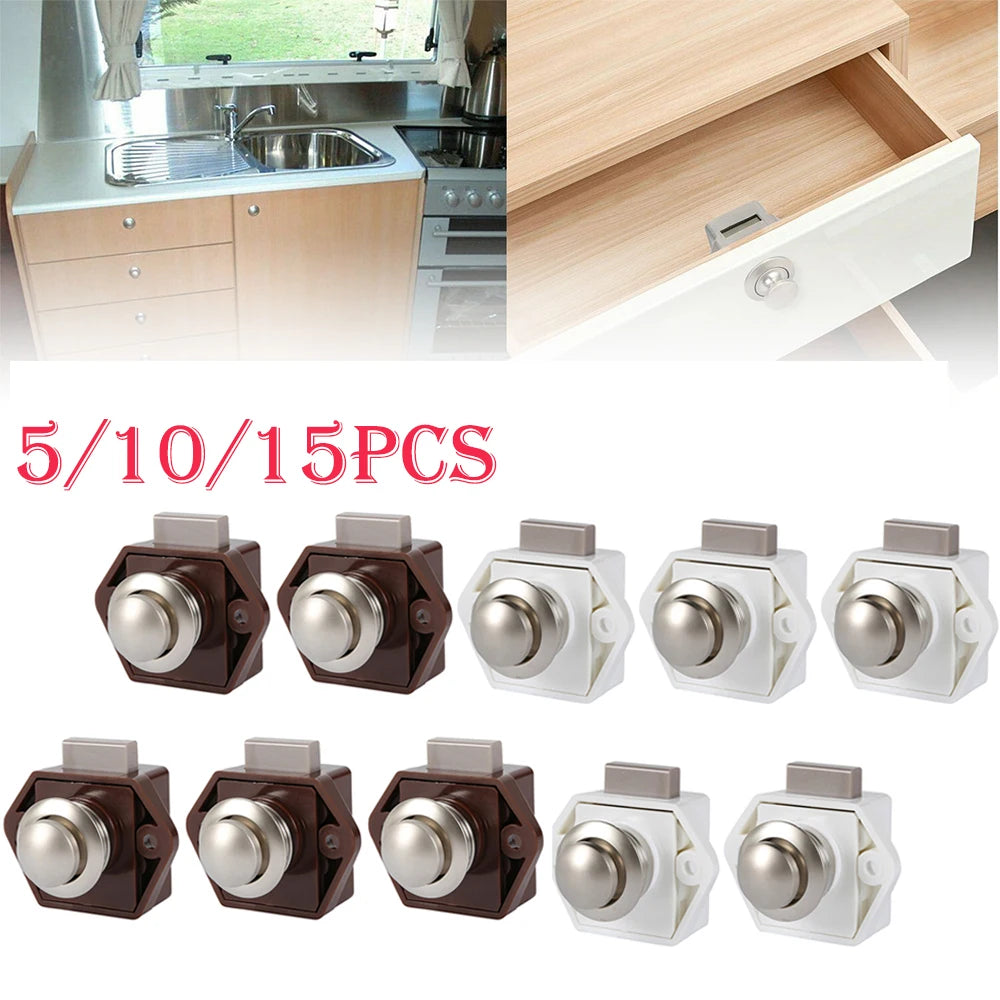 5/10/15Pcs Button Catch Lock 15-27mm Thickness Door Catch Knobs Household Metal Drawer Catch Lock for Furniture RV Boat Vessel