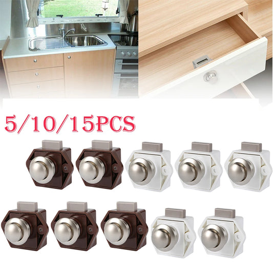 5/10/15Pcs Button Catch Lock 15-27mm Thickness Door Catch Knobs Household Metal Drawer Catch Lock for Furniture RV Boat Vessel