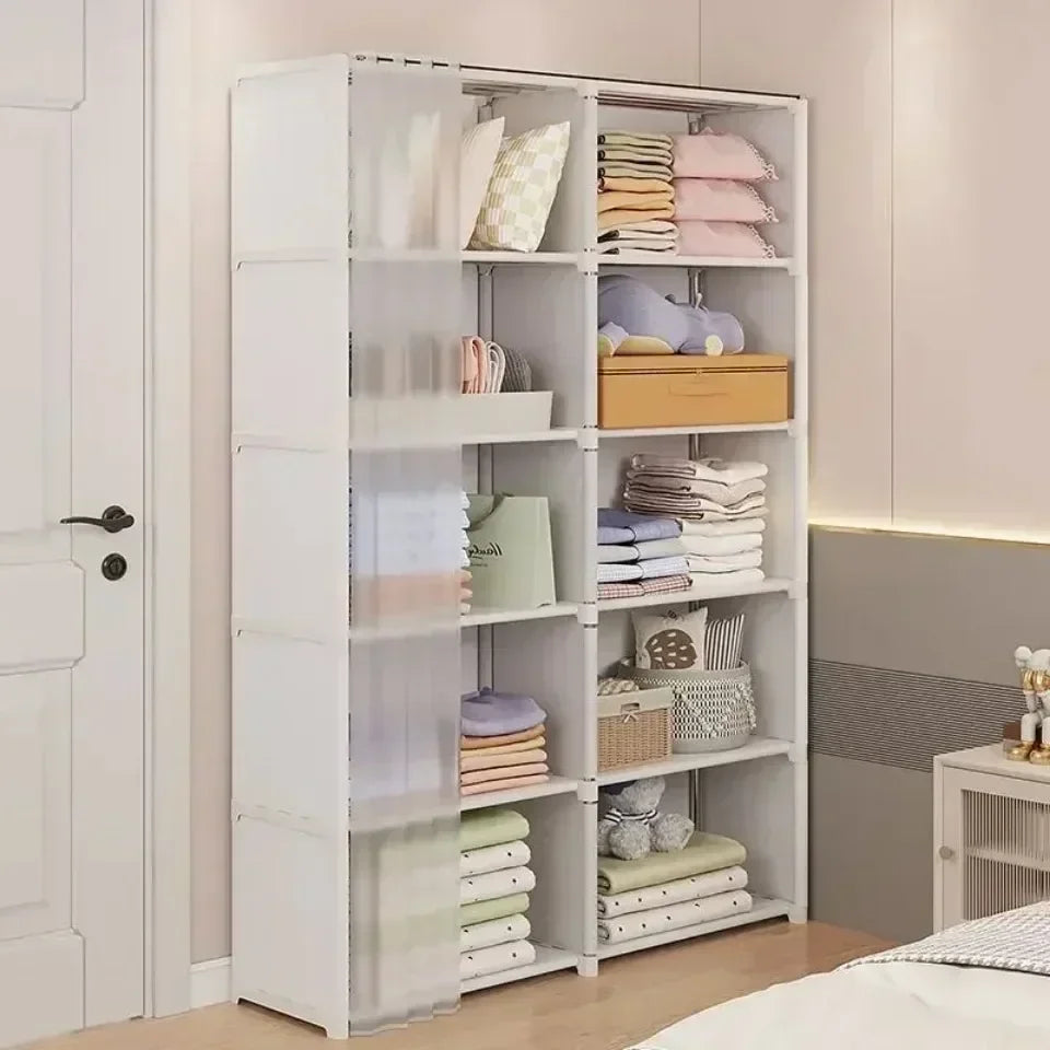 6/5 Layers Dustproof Wardrobe Bedroom Open Assembly Storage Cabinet Capacity Partition Bookshelf Closet Organizer Home Furniture