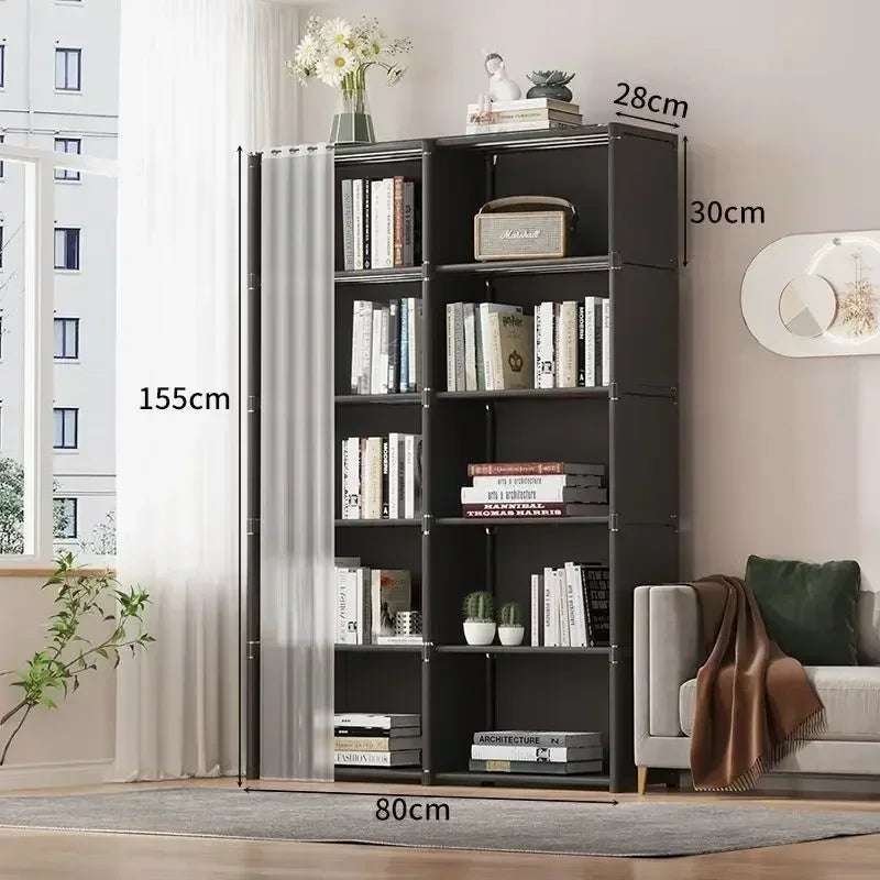 6/5 Layers Dustproof Wardrobe Bedroom Open Assembly Storage Cabinet Capacity Partition Bookshelf Closet Organizer Home Furniture