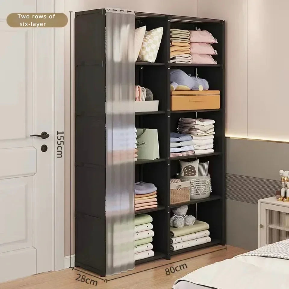 6/5 Layers Dustproof Wardrobe Bedroom Open Assembly Storage Cabinet Capacity Partition Bookshelf Closet Organizer Home Furniture