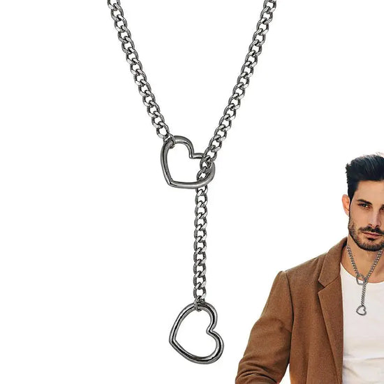 Heart Slip Chain Necklace For Women Punk Rock Long Chain Choker Necklace Gifts Adjustable Goth Jewelry