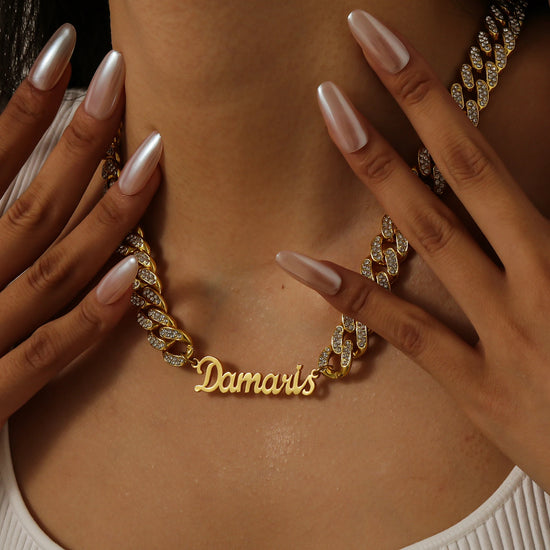 Custom Name Necklace With Hip Hop 12mm Cuban Chain Diamond Neckless For Women With Iced Miami Cuban Links