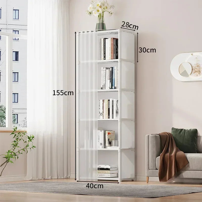 6/5 Layers Dustproof Wardrobe Bedroom Open Assembly Storage Cabinet Capacity Partition Bookshelf Closet Organizer Home Furniture
