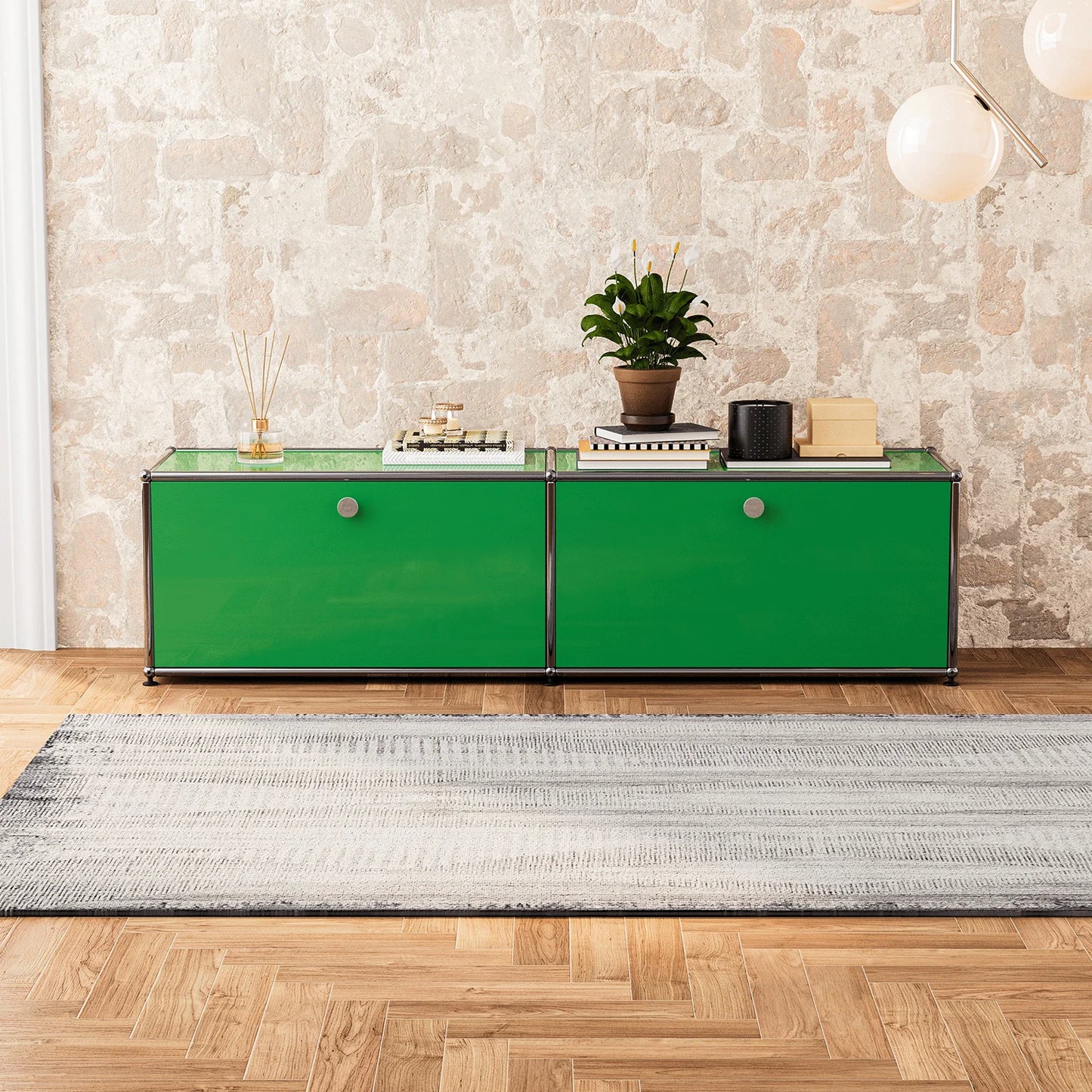 Storage Cabinet With Drawers Stainless Steel Structure with Door for Living Room Furniture Haller -No Keys