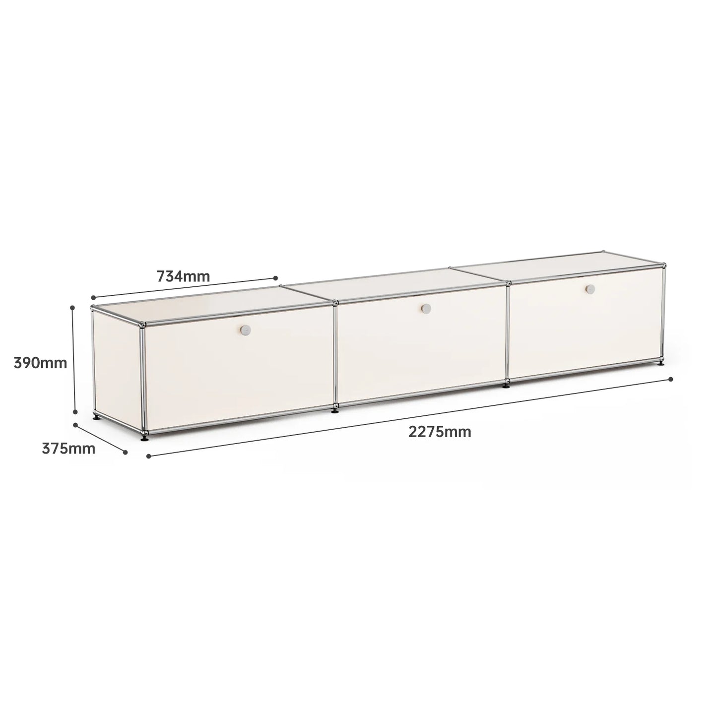 Storage Cabinet With Drawers Stainless Steel Structure with Door for Living Room Furniture Haller -No Keys