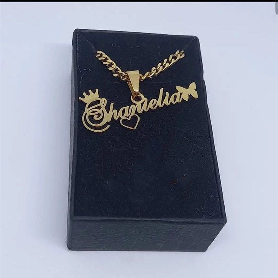 Custom Bold Name Cuban Chain Necklace Women Men Jewelry Stainless Steel Gold Color Nameplate Crown Pendant Necklace Friend Gifts