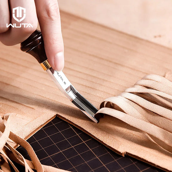 WUTA Wide Edger Skiver Edge Beveler DC53 Steel Leather Skiving Thinning Trimming Leather Tool Ebony Handle Convex Grind